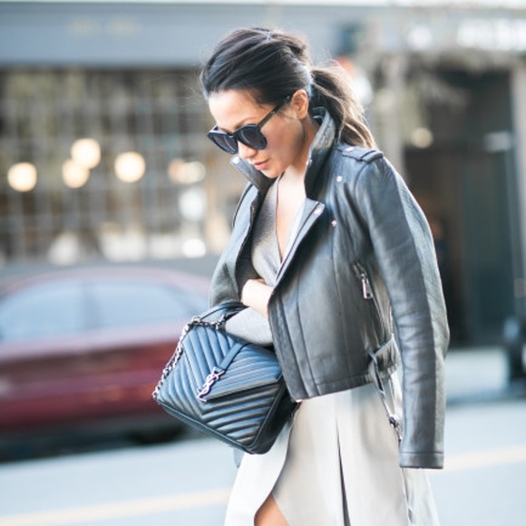 maje cropped leather jacket